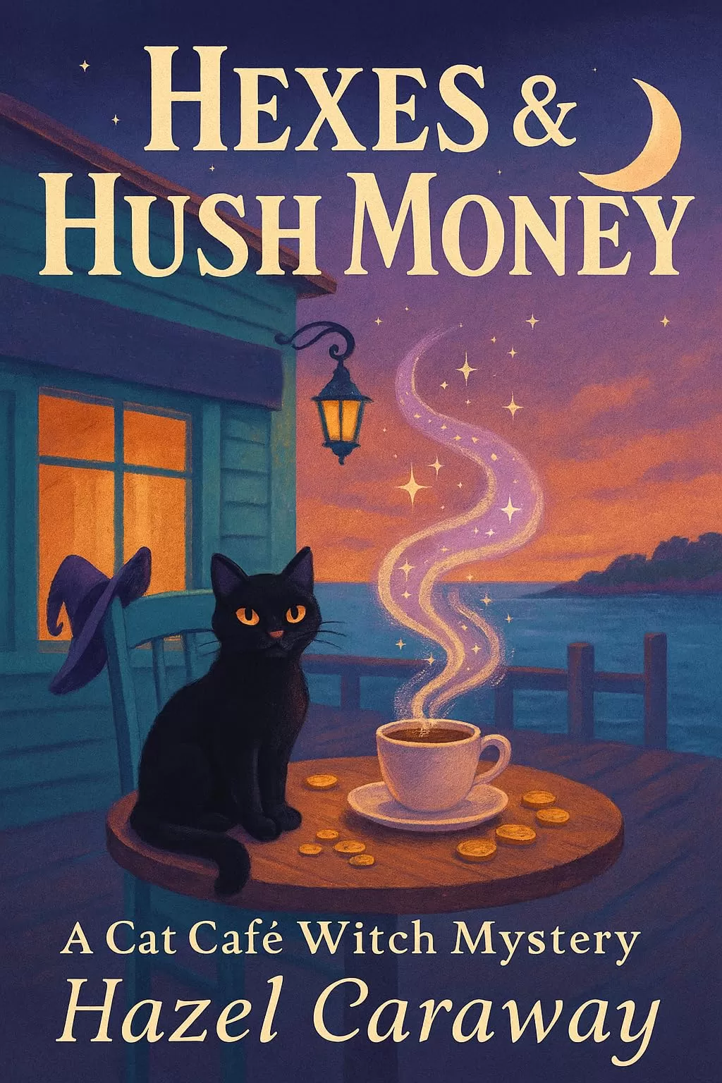 Hexes & Hush Money: Paranormal Cozy Mystery (A Cat Café Witch Paranormal Cozy Mystery #1) by Hazel Caraway