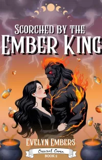 Scorched by the Ember King: A cozy, spicy, and witchy short romance (The Crescent Coven #2)